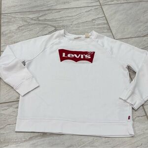 Levi's Womens White Classic Logo Long Sleeve Crewneck Pullover Sweatshirt M